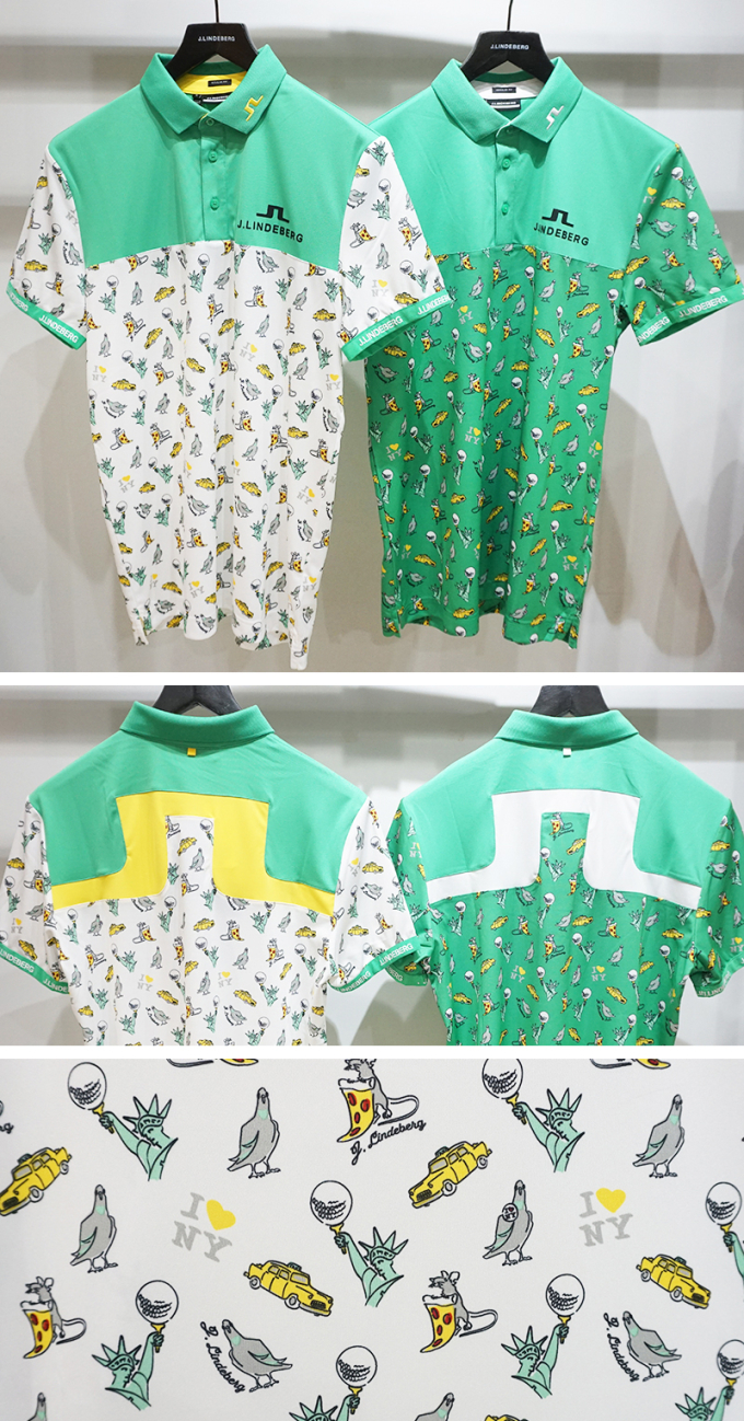 J.LINDEBERG/ ツアーコレクション NYモチーフ バッグブリッジ半袖ポロシャツ