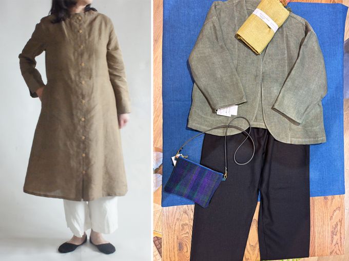 テキスタイル長尾の秋リネンワンピース