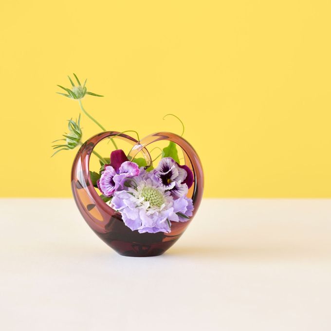 ハートクルヴァ：フラワーベース　ワインレッド